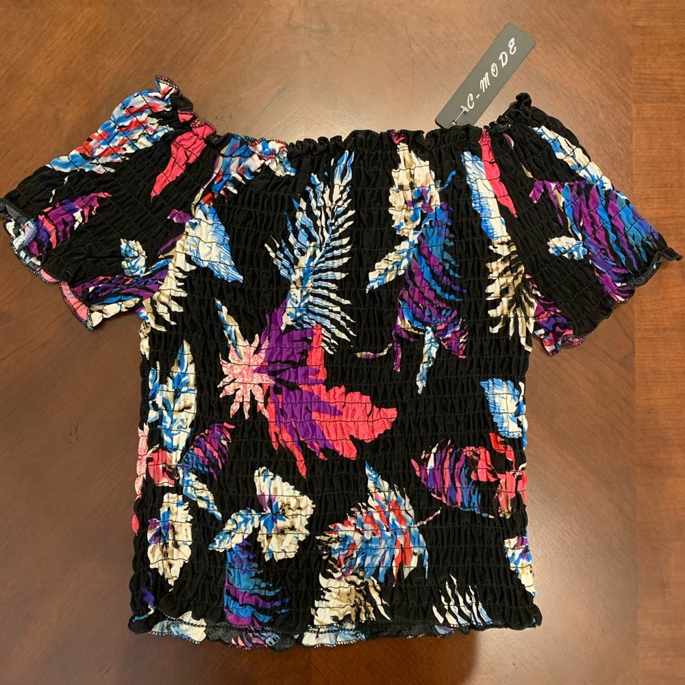 Multicolored Hawaiin Style Ribbed Women’s Top